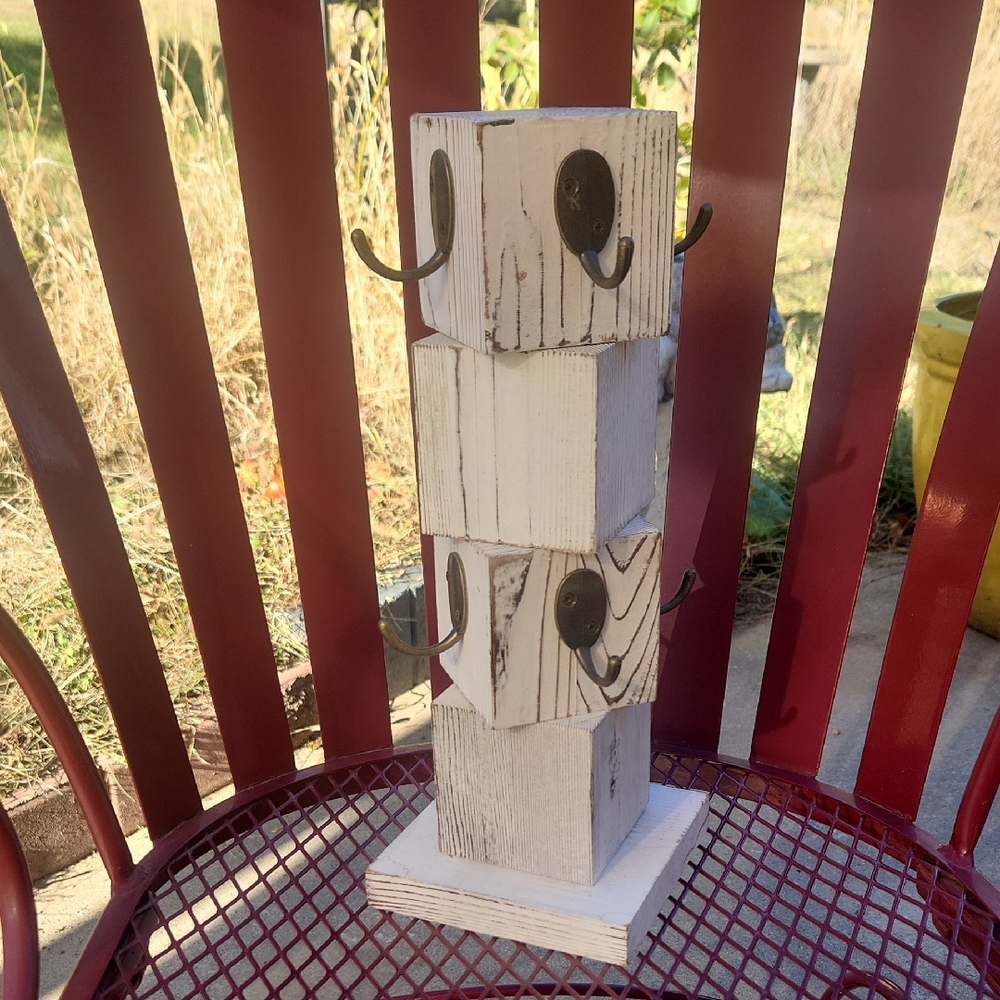 Sellers Jewelry/Accessories Display Rustic Wooden Hook Stand